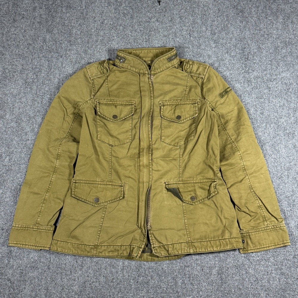 Abercrombie & Fitch Jacket Womens Large Military Green Canvas Utility Outerwear